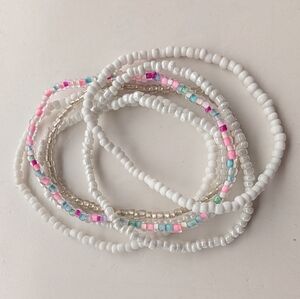 Beach Bohemian Style Glass Festival Rave Candy Layering Beaded Stretch Bracelets
